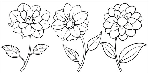 relaxation flower coloring pages for kids and adults. flower outline draw generated by Ai