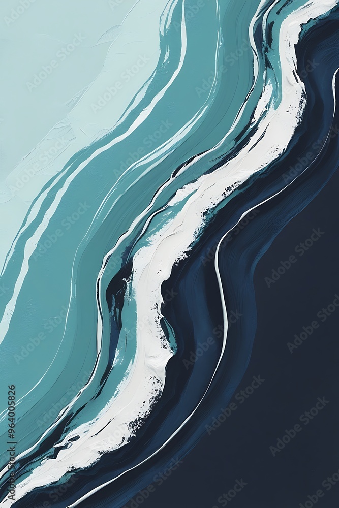 Poster abstract art style background featuring a fluid wavy pattern with a gradient transition from light b