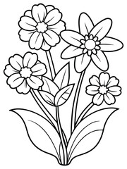 relaxation flower coloring pages for kids and adults. flower outline draw generated by Ai