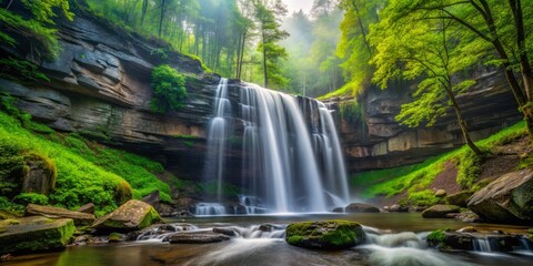 11. Morning mist at Ozone Falls, a captivating scene with lush greenery and sparkling water.