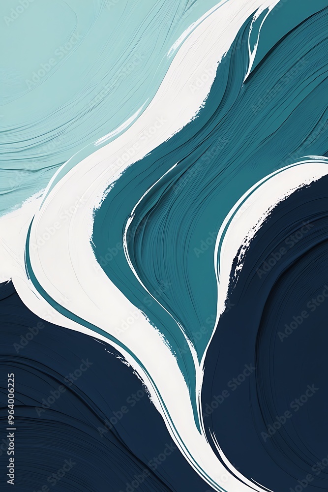 Poster abstract art style background featuring a fluid wavy pattern with a gradient transition from light b