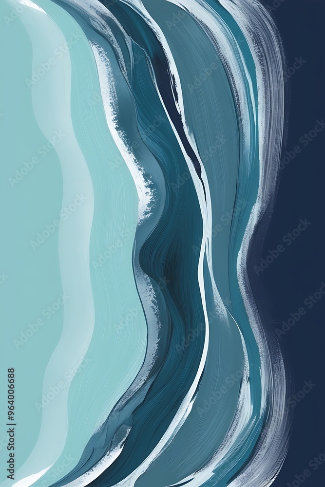 Poster abstract art style background featuring a fluid wavy pattern with a gradient transition from light b
