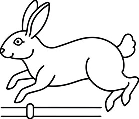 Playful Rabbit Vaulting Fence Illustrated in Bold Vector Graphics






