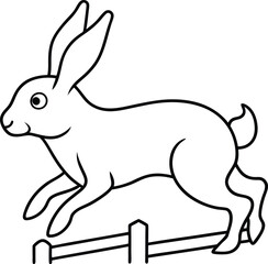 Vibrant Vector Image of Rabbit Hurdling Fence with Graceful Motion
