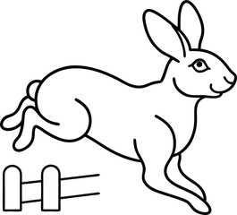 Vector Illustration of Rabbit Jumping Over Fence in Dynamic Leap
