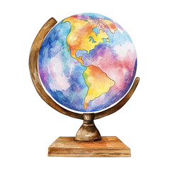 Colorful watercolor globe.