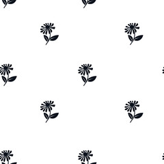 Minimal Black Floral Seamless Pattern