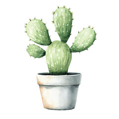 A vibrant cactus in a white pot.