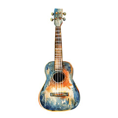 Naklejka premium A vibrant watercolor illustration of a ukulele.