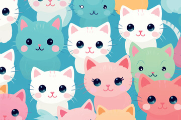Colorful cute cat pattern