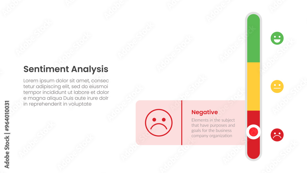 Poster sentiment analysis framework infographic template with vertical slide bar circle button with 3 point