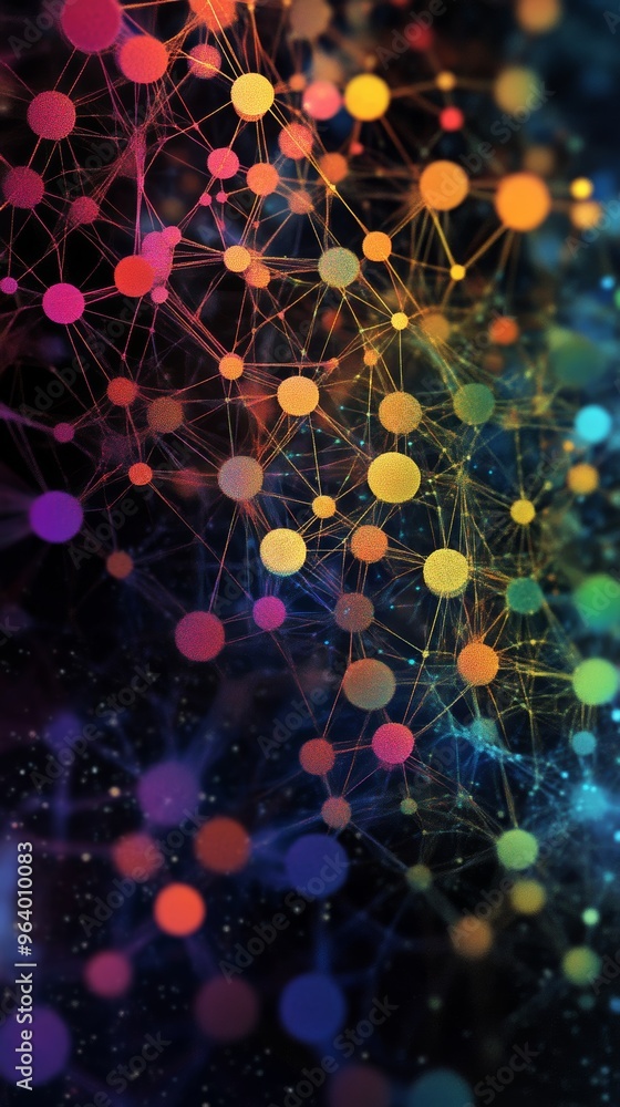 Aufkleber multicolored abstract network of glowing nodes and