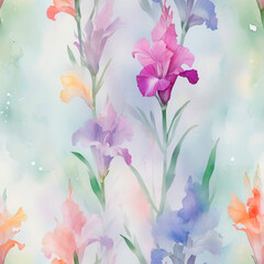 Obraz premium seamless watercolor background with flowers