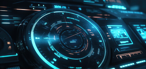 Obraz premium Futuristic Digital Interface with Holographic Display