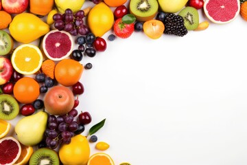 Colorful Assorted Fruits on White Background