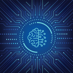 Artificial Intelligence AI Icon Thin Linear Gradient. Artificial Intelligence icon with Machine learning, digital skills, generative AI, AI technology, algorithm, virtual intelligence and future