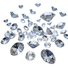 Shimmering Diamond Explosions, Floating Diamonds PNG, Diamond Scatter Effects, Transparent Diamond Bursts