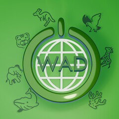 World animal day greeting illustration. 3d render.