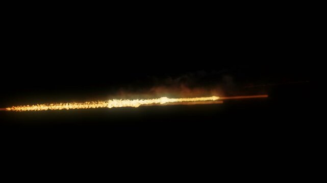 3d animation of a heavy machine gun shooting high caliber bullets with luma matte