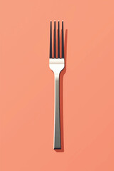 Minimalist fork on orange background