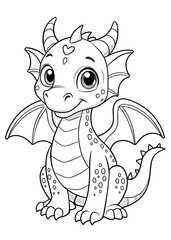 Fototapeta premium Creative Dragon Coloring Pages for Kids: Fun and Mythical Printable Adventures. Dragon. Coloring. Kids. Printable. Fun