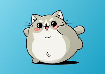 Chubby Tabby Cat: A round, adorable cat with prominent whiskers and a patterned fur