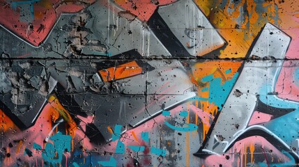 Fototapeta premium Graffitied concrete wall
