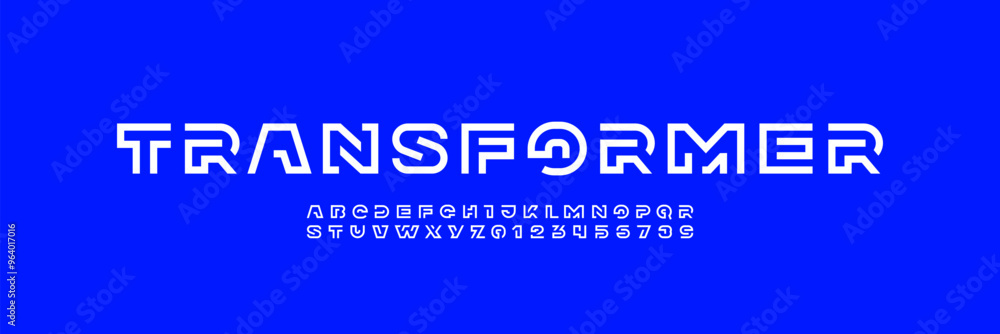 Poster modern font alphabet from segment line