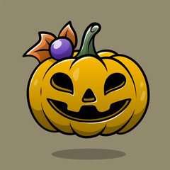 Jack-o’-Lantern: A smiling pumpkin carving against a blue background, reminiscent of Halloween