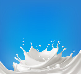 Realistic white milk splash flowing yogurt cream isolated on background. 3d realistic yogurt wave border. Vector Mesh gradient wes used