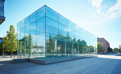 Fototapeta premium Sleek Glass Architecture in Urban Landscape