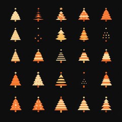 Set of minimalistic geometric Christmas elements in flat and linear style. Abstract Xmas decoration. Vector illustration. ai generated