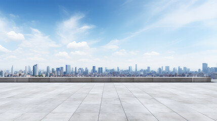 Urban Horizon: Concrete Plaza Meets City Skyline