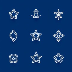 Set of minimalistic geometric Christmas elements in flat and linear style. Abstract Xmas decoration. Vector illustration. ai generated