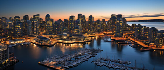 Naklejka premium Twilight Marina Cityscape Panorama