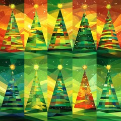 Set of minimalistic geometric Christmas elements in flat and linear style. Abstract Xmas decoration. Vector illustration. ai generated