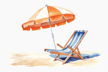 Beach umbrella and chair illustration