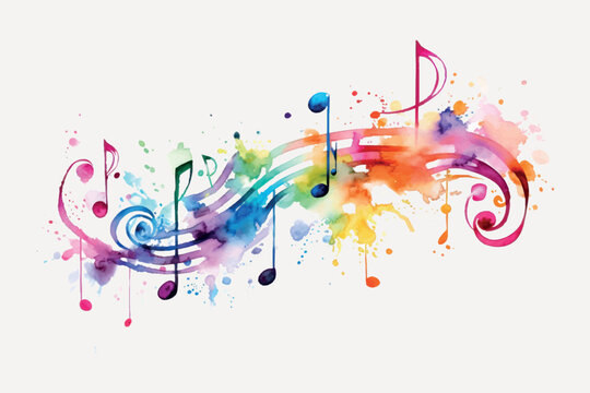 Colorful musical notes watercolor art