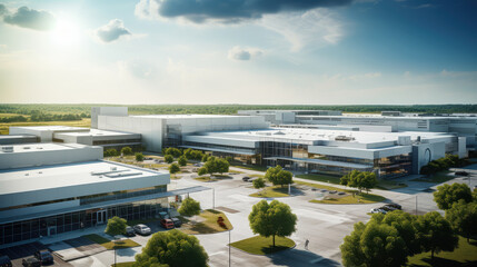 Fototapeta premium Modern Industrial Park Under Sunny Skies