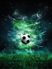 Fototapeta premium Cosmic Energy Soccer Ball Explosion
