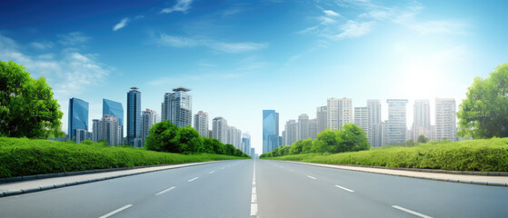 Fototapeta premium Modern Cityscape with Clear Open Road