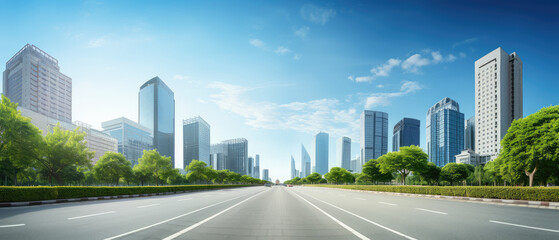 Obraz premium Urban Oasis: Tranquil City Streetscape