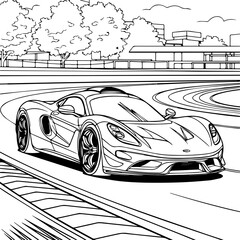 Images of racing cars with cool and fast designs for children's coloring book patterns