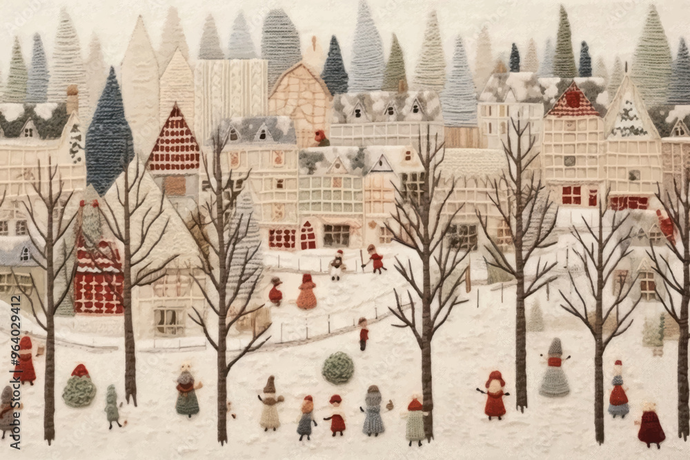 Wall mural christmas market scene celebration outdoors snow