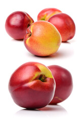 ripe peach on white background