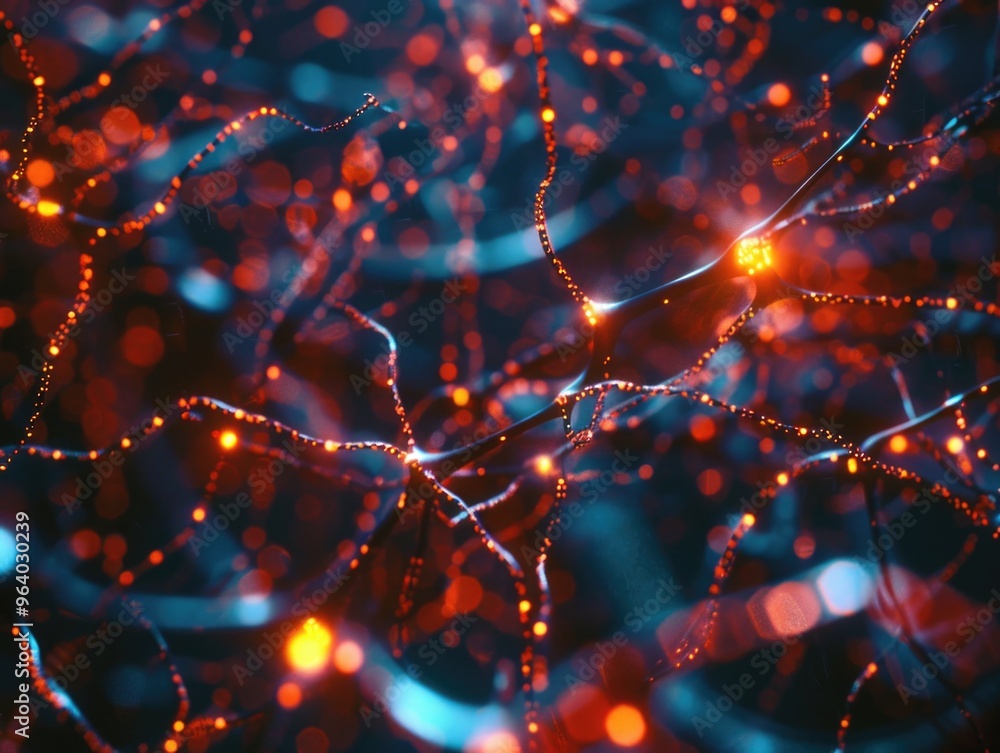 Aufkleber the image is a close up of a bunch of red and blue wires that look like they are glowing. the wires 