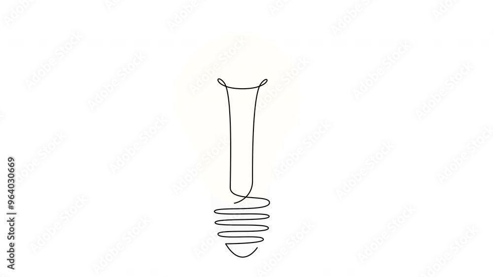 Poster self drawing simple animation of single continuous one line drawing of light bulb. animated drawing 