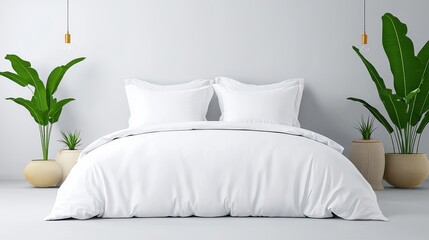 Luxurious Linen Duvet Cover in Augmented Reality - Showcasing Fabric Quality, Thread Count, and Color Choices in Tranquil Bedroom Setting
