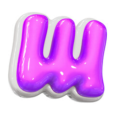 w Letter With Purple 3D Rendering