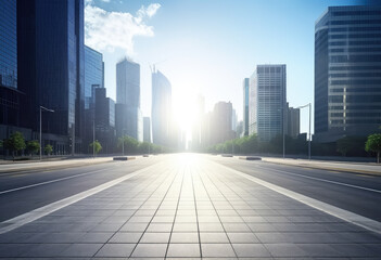 Obraz premium Sunrise over Modern Urban Cityscape